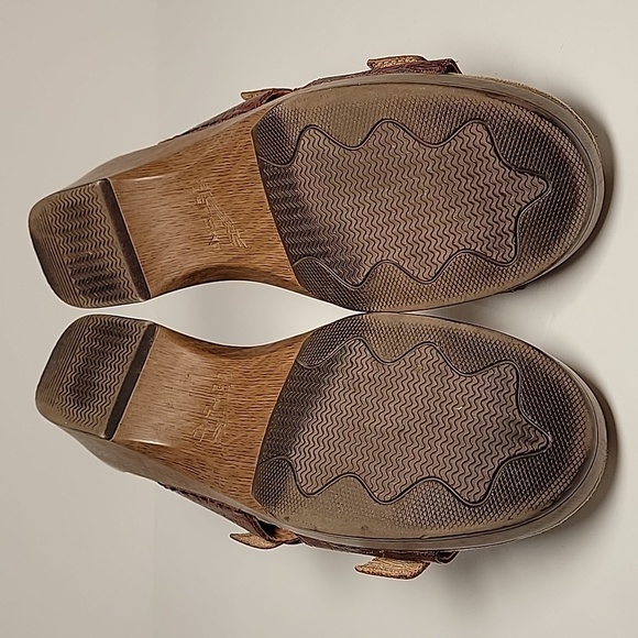 Dansko Sophie Two Strap Slide Sandal Clog Shoes Brown Floral Leather 41 7.5 8 - Picture 11 of 13
